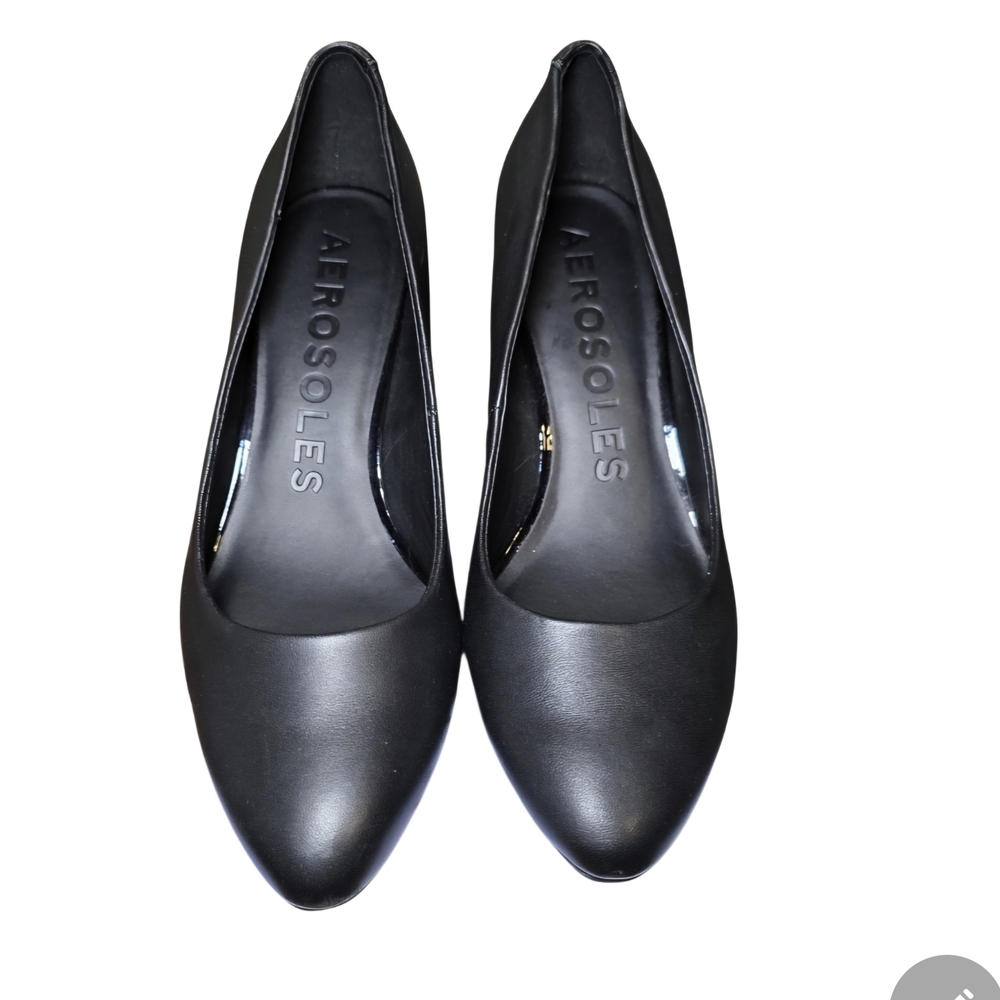 New-Aerosoles Women's Black Leather Heels Size 9.5 Wide